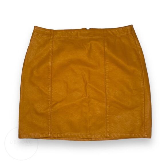 Forever 21 Juniors PU Leather Mini Skirt Size Small Orange - Picture 1 of 7